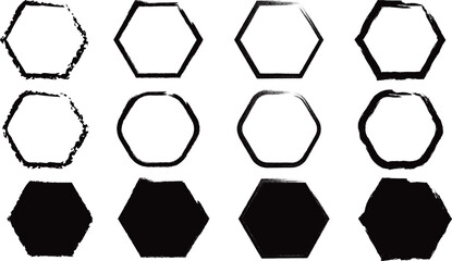 Obraz premium A collection of hexagonal shapes with varying fills and outlines showcasing different visual forms high quality