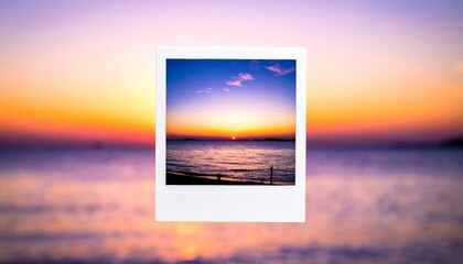 Serene Polaroid of a Peaceful Ocean Sunset Landscape.