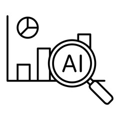 AI data analysis line icon with editable stroke