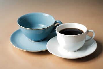 Obraz premium two cups of coffee on the table