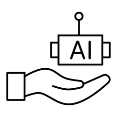 AI personal assistant line icon with editable stroke