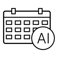 AI smart calendar line icon with editable stroke