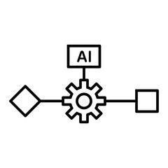 AI workflow improvement line icon with editable stroke
