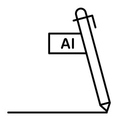 AI writing assistant line icon with editable stroke