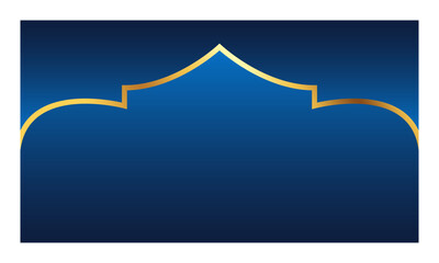 Elegant blue and gold Islamic arch design for a festive Ramadan poster template, ideal for spiritual greetings and cultural celebrations