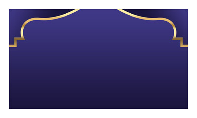 Elegant blue and gold arch design for a festive Ramadan celebration poster, perfect for digital greetings or event promotions