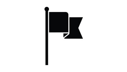 a black flag on a pole with a ribbon