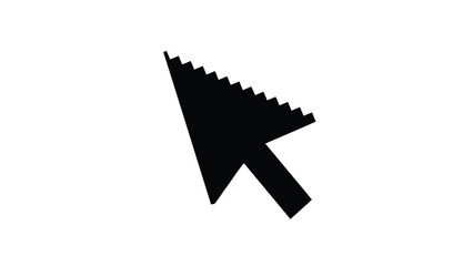 a black computer mouse cursor on a white background