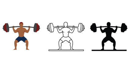 Muscular person performing a barbell squat exercise for strength training