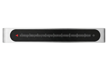 Silver metal electronic slider interface with digital scale display isolated on a transparent background