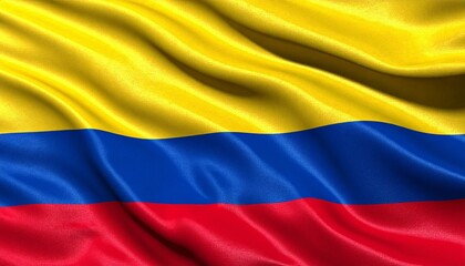 Fototapeta premium Colombia national flag with yellow, blue, and red horizontal stripes representing sovereignty and heritage.
