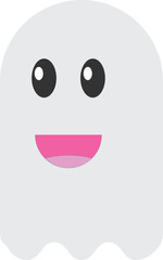 Fototapeta premium A happy cartoon ghost with a big smile and joyful expression features a funny vector illustration design perfect for an emoticon icon or head symbol
