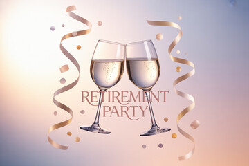 Celebrating retirement with champagne toast and festive decorations
