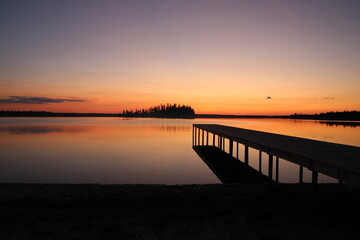 Fototapeta premium Warm Sunset Glow On The Beach, Elk Island National Park, Alberta