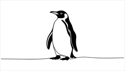Black and white penguin standing on ice bird animal wildlife on white background  © Tania