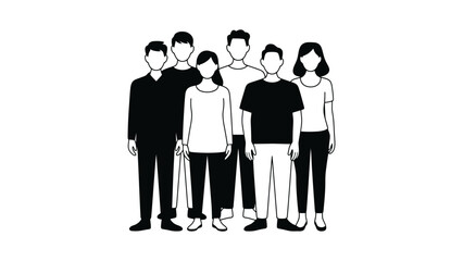 Diverse group of people standing together, representing unity and community.