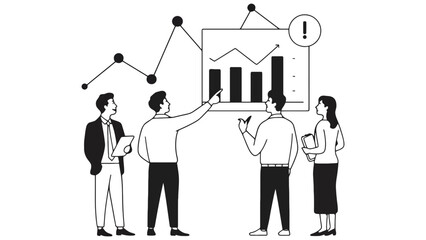 Team collaborating on financial growth chart, analyzing business strategy with data.