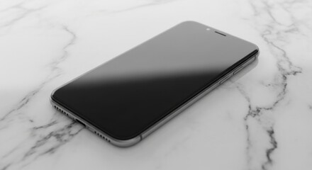 Sleek smartphone resting on a sophisticated marble surface showcasing modern technology and
