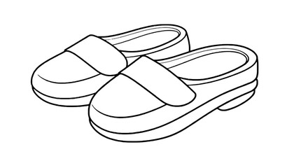 A minimalist line drawing of a pair of comfortable looking slippers