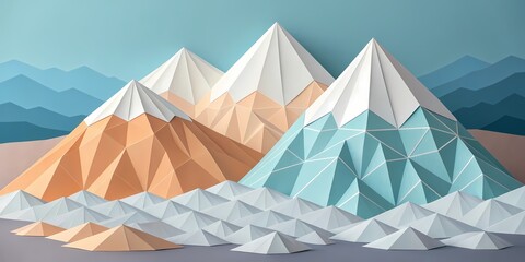 Abstract Polygonal Mountains
Mountains made of polygonal shapes with metallic textures and golden accents, modern abstract style.