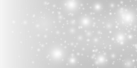 Fototapeta premium White glowing bokeh shines with sparkling dust and silver shimmer. Tiny particles, sparks, and soft highlights form festive light motion. Christmas png vector illustration.