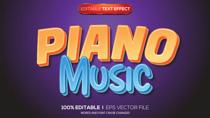 3D text effect piano music theme