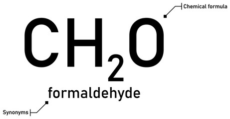 Formaldehyde chemical formula with callout titles