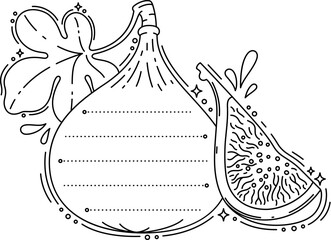 Natural fig tropical fruit kids memo note frame. Kids planner To Do list vector label, child scrapbook sticker. Tropical fruit children schedule frame or diary memo note with fig fruit and leaf