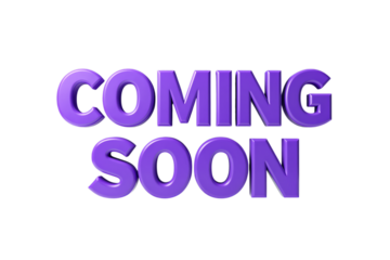 Coming Soon Text in Bold Purple Font