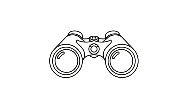 Black and white binoculars illustration.