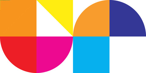 Abstract Modular Geometric Design with Vibrant Basic Shapes