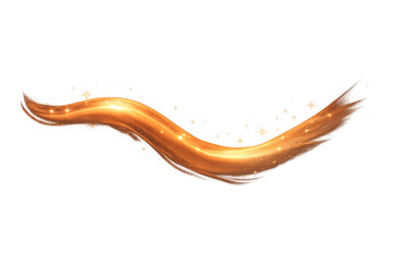 Golden glitter dust trail creating a flowing wave light effect with shimmering particles on transparent background