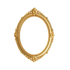 Obraz premium Elegant golden oval frame with floral details