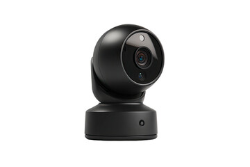 Black surveillance camera with round base