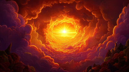 Stunning Sunrise Over Vibrant Clouds in Dramatic Sky Background