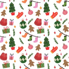 Naklejka premium Seamless Christmas Pattern Illustration