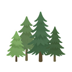 Obraz premium Four Cartoon Pine Trees in a Row