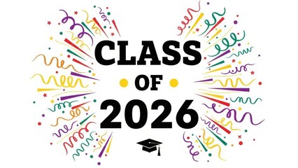 Class of 2026 graduation celebration colorful confetti
