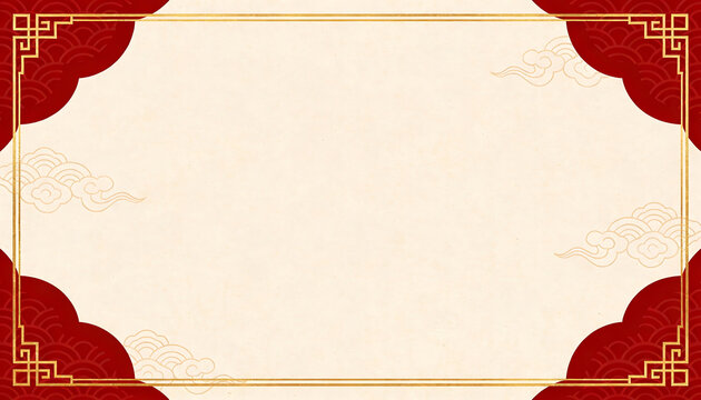 Red gold frame cloud border background chinese new year 2026 elegant red gold frame border with cloud pattern for chinese new year 2026 celebration design background and festive greeting card - Powered by Adobe
