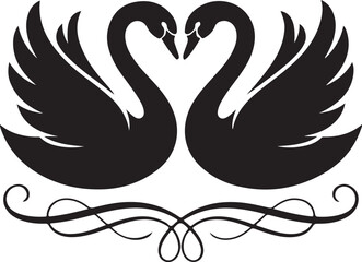 Fototapeta premium Couple swans silhouette