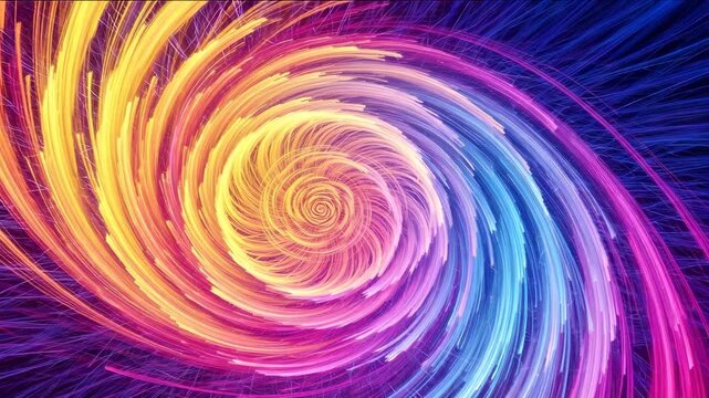 Vibrant colorful spiral light trails in a mesmerizing swirling pattern
