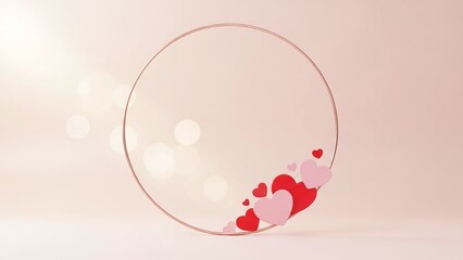 Cute Valentine's Day heart shape with pink and red love clouds in soft pastel background