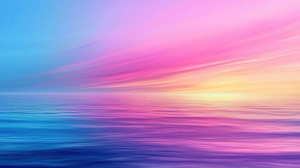 Serene Sunset Over Calm Ocean with Vibrant Pink and Blue Hues