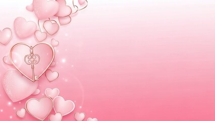 Gold Heart Locket with Floating Pink Hearts on Soft Blush Background for Love and Valentine's Day