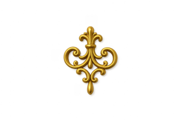 Golden baroque ornament isolated on transparent background