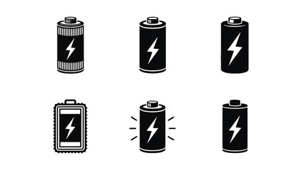 Six different battery icons with lightning bolt symbols are displayed.