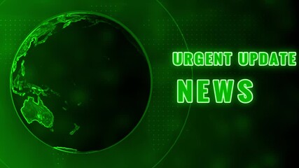 Global urgent news Background update broadcast with spinning earth and neon text overlay globe planet - Powered by Adobe