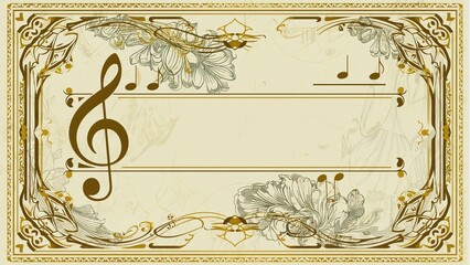 Elegant vintage art nouveau illustration featuring intricate floral designs and ornate borders, showcasing a harmonious blend of nature and artistic expression in a timeless aesthetic