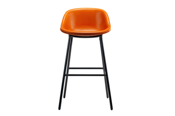 Orange plastic stool w/black metal legs on black background