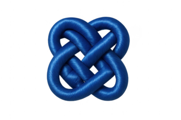 Blue celtic knot endless loop symbol on transparent background